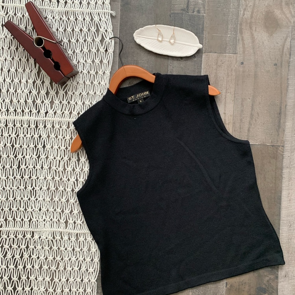 St. John Santana Knit Mock-Neck Wool-Blend Shell